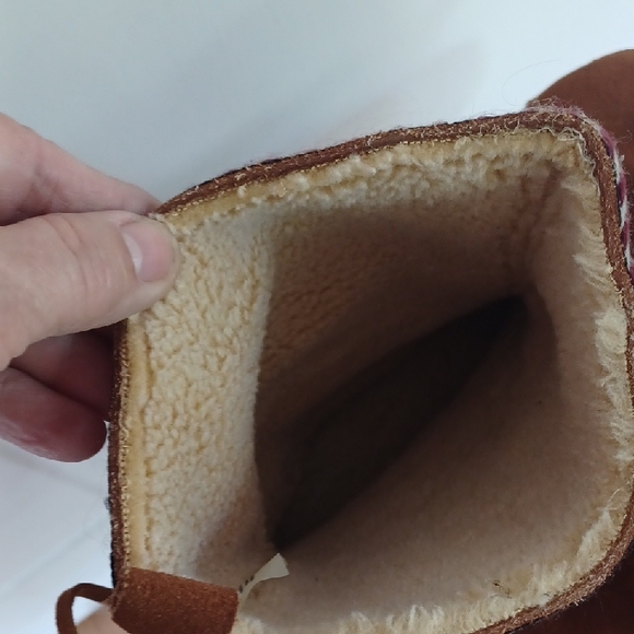 Toms Napaul Brown Suede Winter Boots with Patterned Trim Fleece Linedd Size 9 - Picture 3 of 5